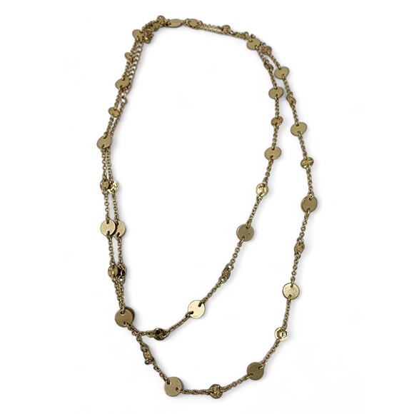 Lia Sophia Rhythm Necklace Delicate Disc Extra Long Gold Toned Layering (40-43") - Picture 1 of 7